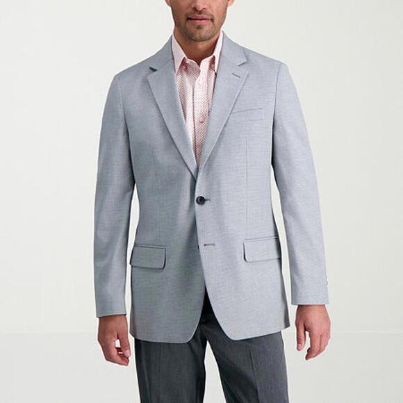 Haggar Men's JMH Premium Tailored Fit Subtle Stretch Sport Coat Silver 42 short